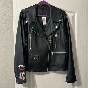 torrid 2X embroidered faux leather jacket NWT
